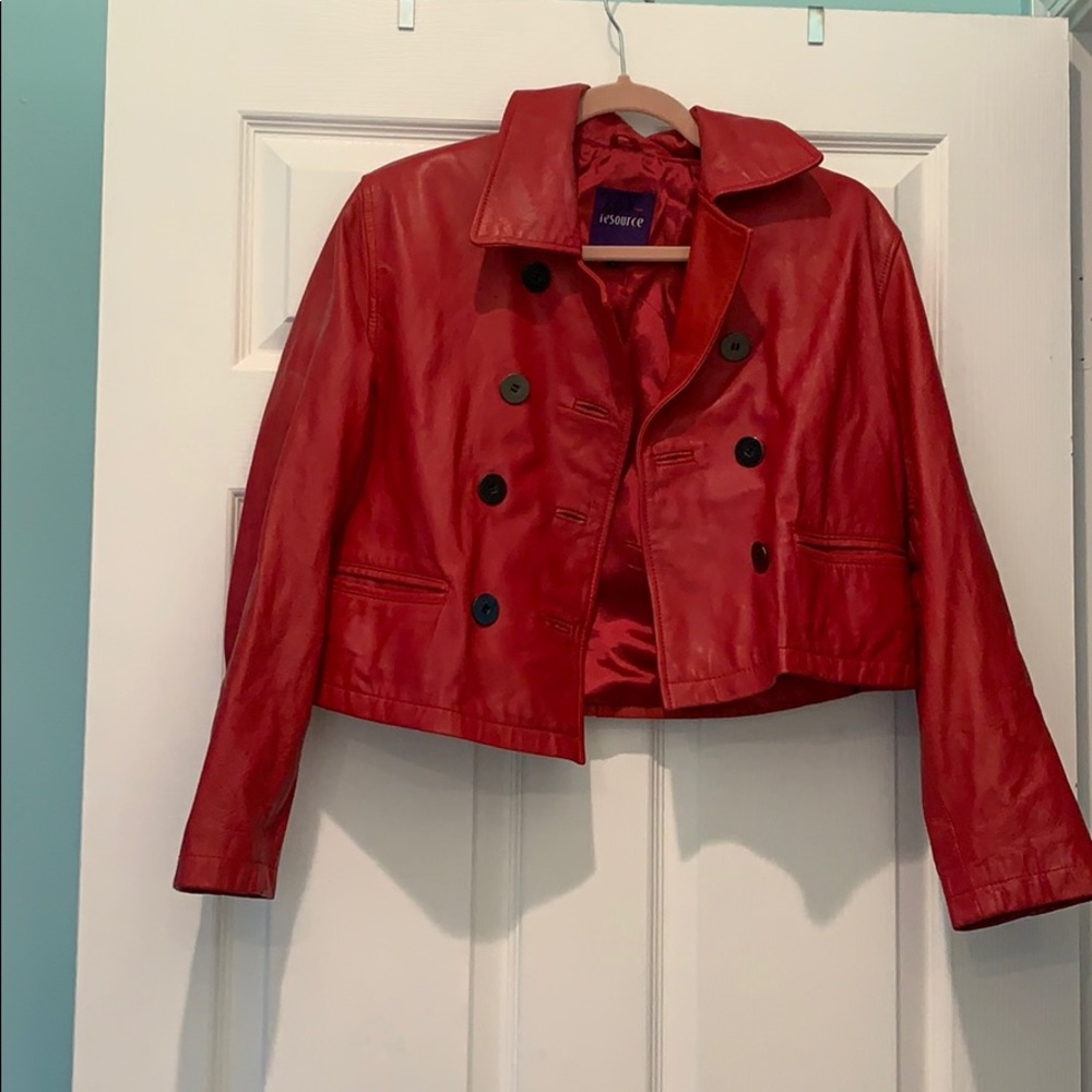 Real red leather jacket